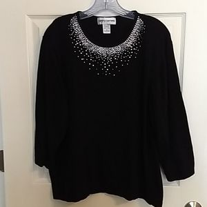 Cathy Daniels Black Silver Studded Sweater